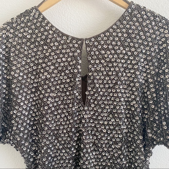 Aidan Mattox Sequin Beaded Sheath Cocktail Evening Wedding New Years Dress - Picture 9 of 14